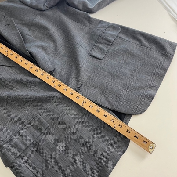 Brooks Brothers Brooksease Light Gray Glen Check Blazer Suit Jacket Men 44R Wool - Picture 9 of 11